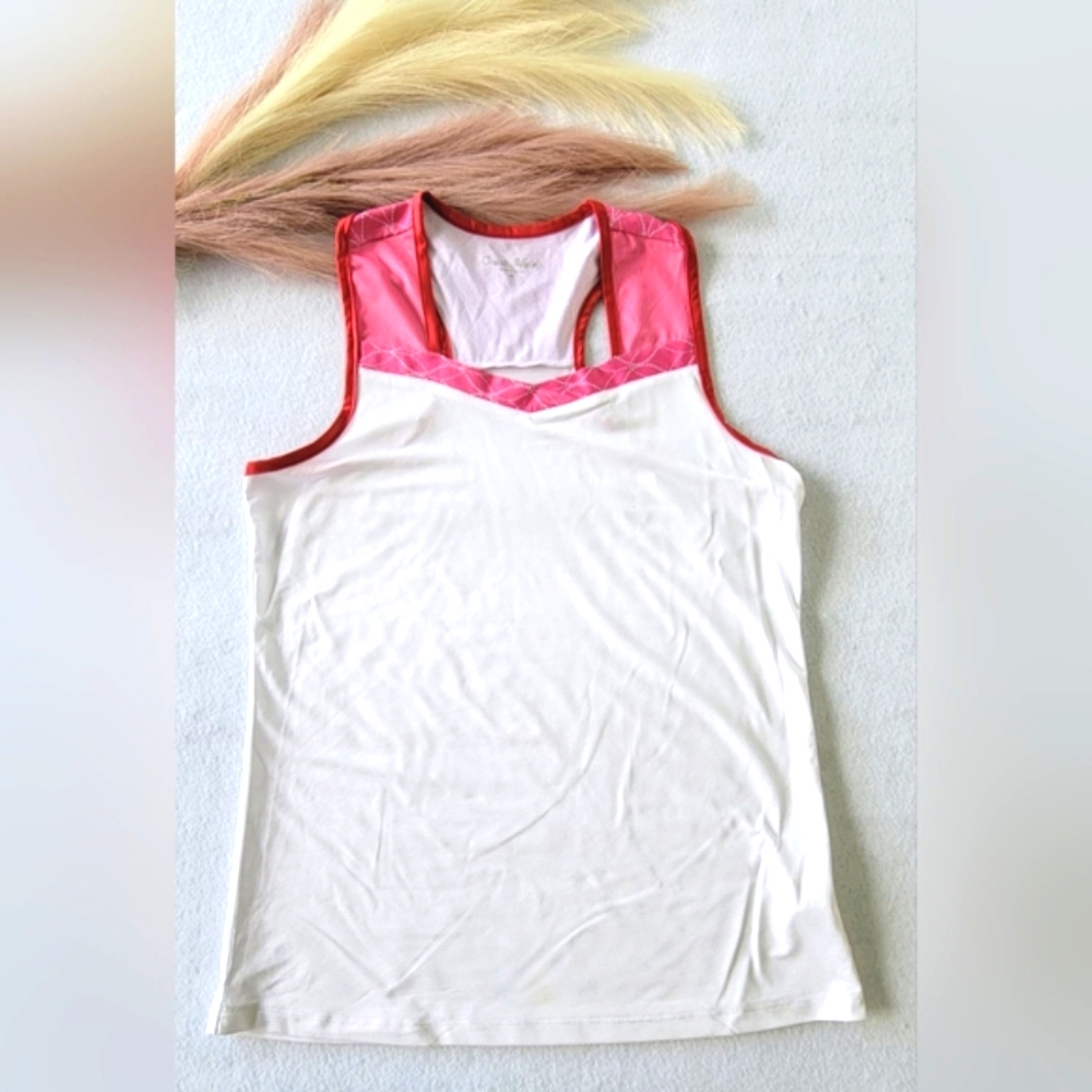 Court Haley Tennis Tank Top‎ SIZE Medium White AND Pink Color